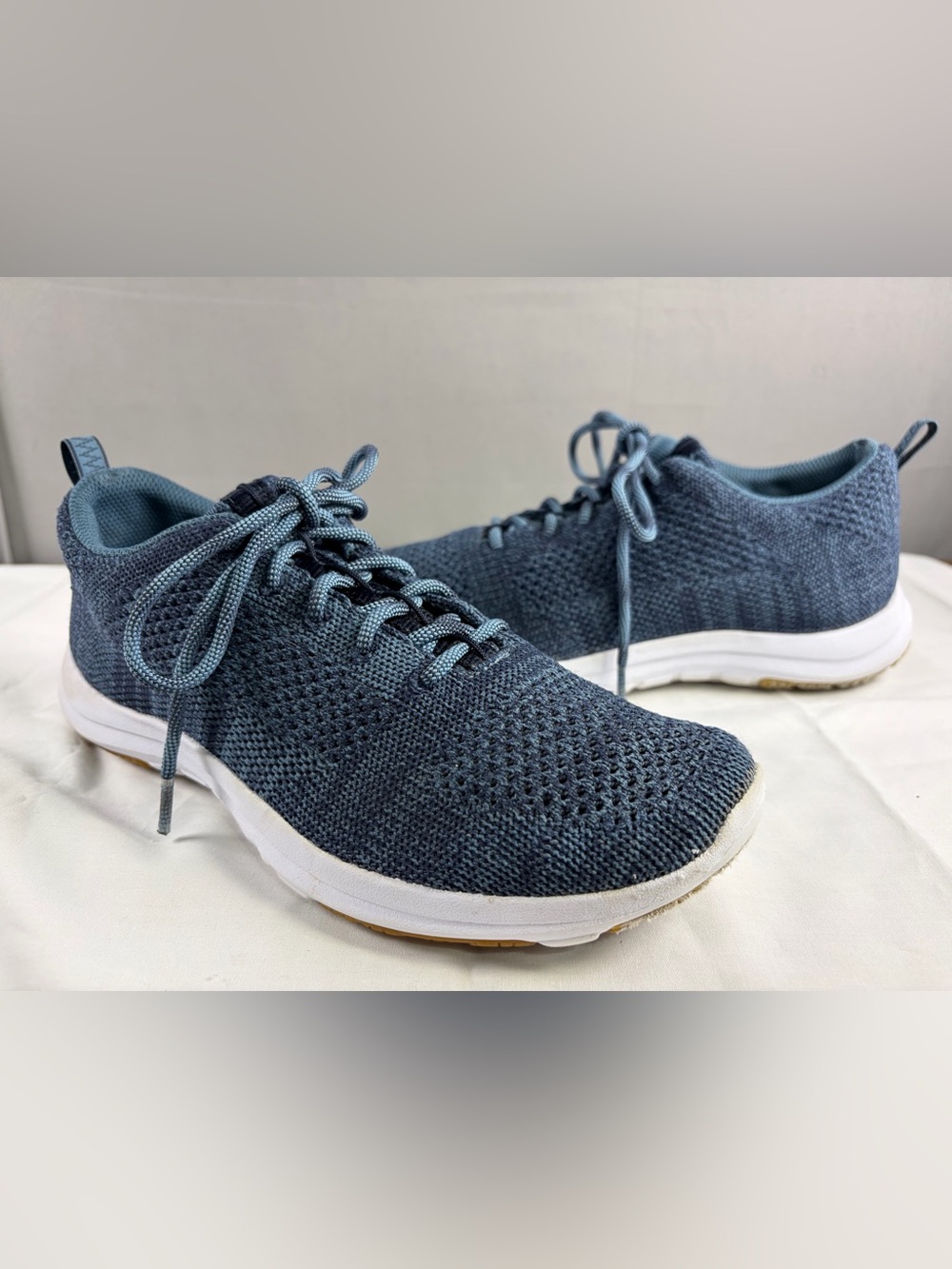 L.L. Bean Women's Knit Lace-Up Sneakers in Denim Blue
